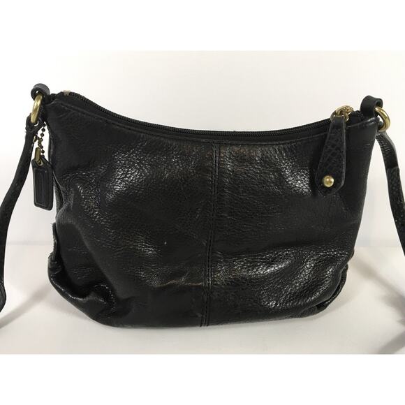 Coach Ashley Women’s Black Pebbled Leather Snake Embossed Medium Crossbody - Picture 6 of 12